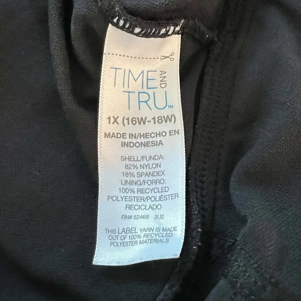 Time and Tru Women's Plunge One‎ Piece Slimming Swimsuit Black Size 16W